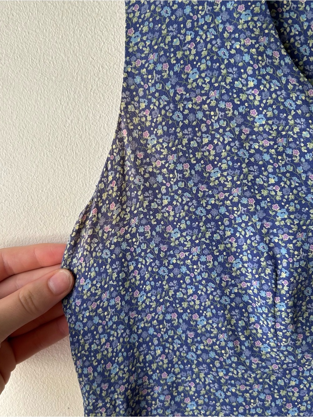 Vintage GAP Sleeveless Midi Dress Cottagecore 90’s Ditsy Floral Periwinkle M - Picture 6 of 12